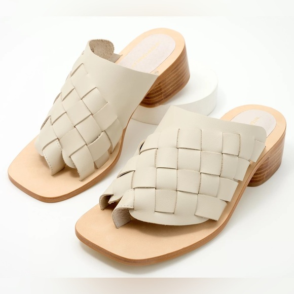 Women's Cream Woven Slide Sandals - Picture 1 of 5
